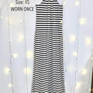 Black and White Striped Maxi Dress